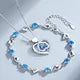 925 Sterling Silver Heart Shaped Necklace Bracelet Set for Women Vintage Korean Blue Crystal Bracelets Jewelry Set Party Jewelry